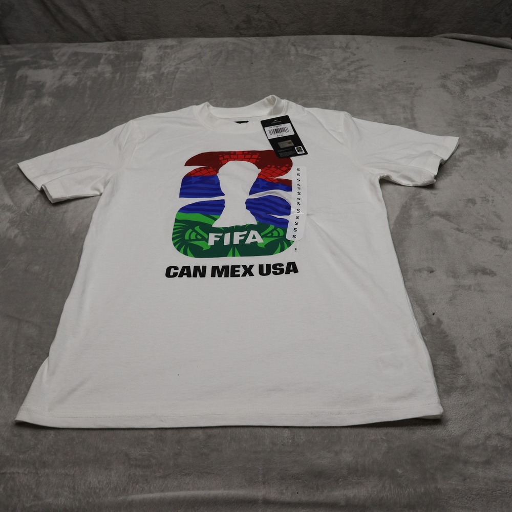 FIFA World Cup 2026 Shirt Men Small White Football CanMexUSA Graphic Tee $20 NEW